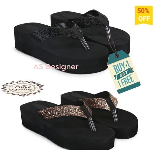 Wedge Flip Flops Decor With Sequins