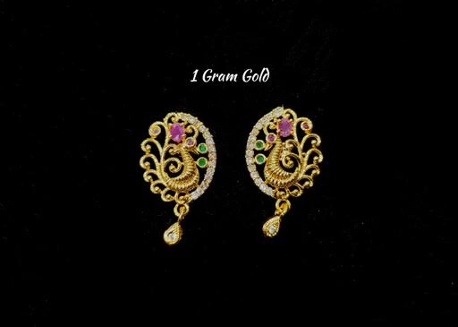LOVELY CZ GOLD PLATED EARRINGS M15 – Urshi Collections