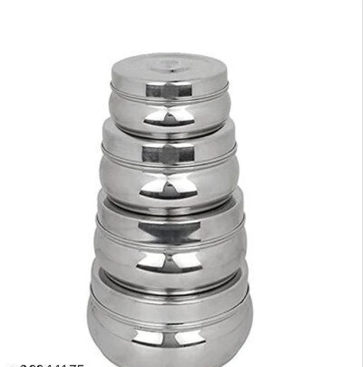 Checkout this latest Boxes, Baskets & Bins_500-1000
Product Name: *Stainless Steel Belly Food Storage Containers |Set of 4| Kitchen Storage Containers*
Material:Stainless Steel
Pack: Multipack
Product Length: 15 cm
Product Breadth: 10 cm
Product Height: 10 cm
These containers are made from color safe, food grade plastic. 
Country of Origin: India
Easy Returns Available In Case Of Any Issue


SKU: Stainless Steel Belly Food Storage Containers |Set of 4| Kitchen Storage Containers
Supplier Name: SKILLSIFY ENTERPRISES

Code: 323-26944175-896

Catalog Name: Modern Storage Boxes
CatalogID_4769003
M08-C25-SC1625