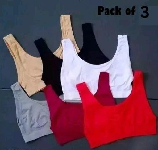 PACK OF 3 Women's NON Padded Sports Cotton Bra for Women/Girls bra