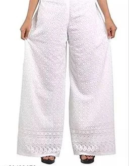 Rudrah Women's Embroidered Bottom Pants Chicken Palazzo Pant Ankle Length  Plazo