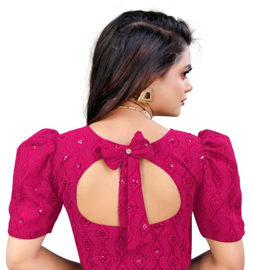  Readymade Georgette Shiffly Net Blouse With Small Sequence Work  Front