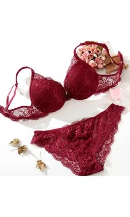 REALSIDE Babydoll Sexy Lingerie Set for Women 2-Piece Lace Bra and