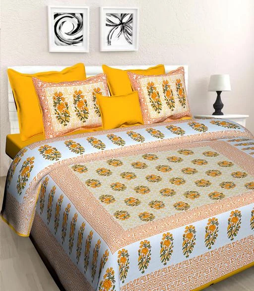 Checkout this latest Bedsheets
Product Name: *Trendy Attractive Bedsheets*
Fabric: Microfiber
No. Of Pillow Covers: 2
Thread Count: 140
Net Quantity (N): Pack Of 1
Sizes:
Queen, Double
MEEJOYA JAIPUR Presents you a Unique Collection of Sanganeri Jaipuri Traditional Print pure cotton Double Bed sheet,2 pillow cover set. Enrich your bedroom with art, culture and tradition with our wide range of ethnically designed bed sheets. Inspired by rich and diversified Indian culture, these bed sheets feature a distinctive style that gives a traditional feel to your home. MEEJOYA JAIPUR  offers products with 100% cotton fabric. This latest Jaipuri design Bedsheet will add elegant look to your bedroom. Made in Jaipur with high quality cotton and tested in laboratories. best price with best design, good and safe packaging, Fast delivery and also packed by experienced team at neat and clean packing station. So go ahead and buy with confidence.
Country of Origin: India
Easy Returns Available In Case Of Any Issue


SKU: xhAphBNR
Supplier Name: Meejoya Jaipur

Code: 393-27319081-9921

Catalog Name: Elite Fashionable Bedsheets
CatalogID_6368092
M08-C24-SC1101