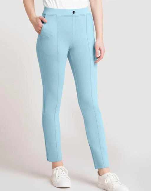 Cotton Lycra Blue Trouser For Women's.Ladies Casual Trouser,Track Pant,Girls  stylish Trouser Pant.Elastic Staright Pants, for Casual Office Work wear.Slim  Fit Formal Trousers/Pant.formal Trouser For Womens.Womens Trousers Cotton  Pant.Formal Tousers For