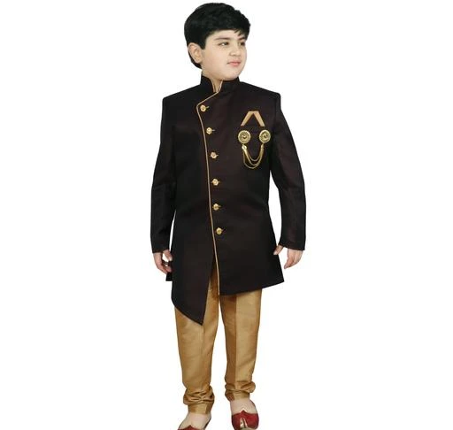 Checkout this latest Sherwanis
Product Name: *SG YUVRAJ Party Wear Sherwani For Boys*
Pattern: Solid
Net Quantity (N): 1
Update your little boy wardrobe with the traditional Indian Sherwani with ethnic collection from SG YUVRAJ. This boys Sherwani set is not just stylish but also comfortable and that will make a perfect addition to their closet. Made from Good fabric, this boys clothes comprises of a full sleeve Indo and pair of Pant that will make your little one look ready for an ethnic. Featuring Indo has Trending pattern, mandarin collar andlong sleeves. We are a leading brand in Kids wear with wide range of Kids clothing which includes Kids ethnic wear,Kids Kurta Pajama,Kids sherwani,Kids Suits & Blazer and a lot more.
Sizes: 
2-3 Years, 3-4 Years, 4-5 Years, 15-16 Years
Country of Origin: India
Easy Returns Available In Case Of Any Issue


SKU: G182-WINE
Supplier Name: SG YUVRAJ

Code: 9821-27354662-9993

Catalog Name: Cute Trendy Kids Boys Sherwanis
CatalogID_6378668
M10-C32-SC1172