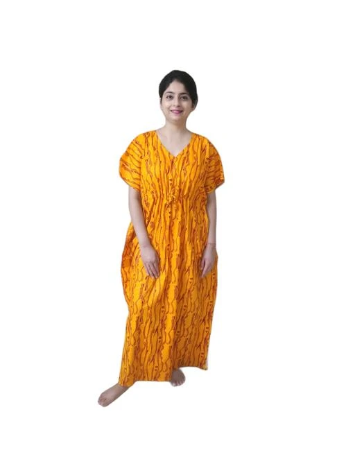 Checkout this latest Nightdress
Product Name: *Shararat Women's Printed Cotton Kaftan Nighty | Kaftan Nightwear Night Gown for Women | Night Dress for women Yellow*
Fabric: Cotton
Sleeve Length: Short Sleeves
Pattern: Printed
Multipack: 1
Sizes:
M, L, XL, XXL, Free Size (Bust Size: 44 in, Length Size: 53 in) 
Country of Origin: India
Easy Returns Available In Case Of Any Issue


Catalog Rating: ★3.9 (268)

Catalog Name: Shararat Women's Printed Cotton Kaftan Nightdress
CatalogID_6411558
C76-SC1044
Code: 263-27478544-999