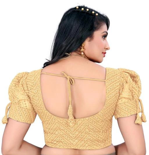  Puff Sleeve Modern Women Net Blouse With Embroidery And Sequence  Work