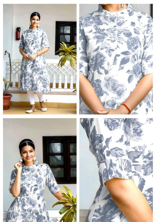  Fancy Flower Printed Kurti Women Cotton Blend Printed