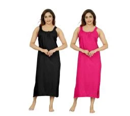 Women Premium quality cotton zipper nighty combo (Pack of 2), Cotton Nighty  half sleeve, Printed Nighty