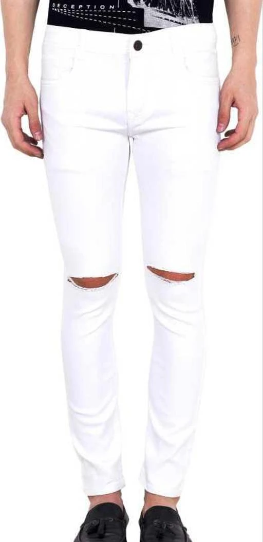 White knee best sale cut jeans mens