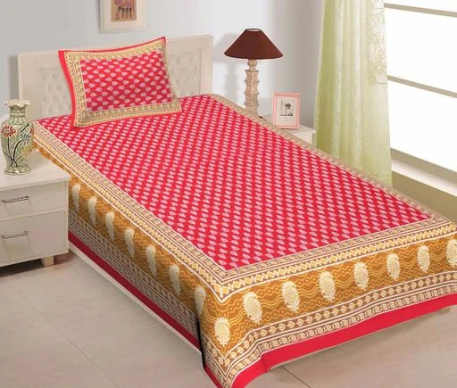 Fcity In Pure Cotton Jaipuri Printed Single Bedsheet With Pillow Cover