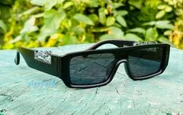 MC Stan Luxury Vintage Gold Frame Rectangular Premium Designer UV400  Protected Sunglasses For Men And Women | Gold Frame Black Lens Unisex  Eyewear