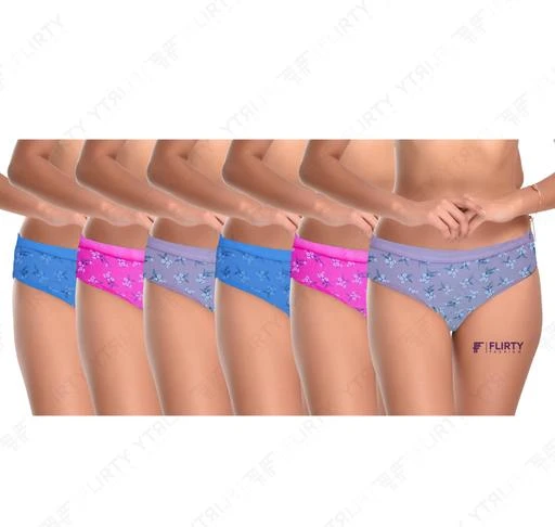 Comfy-women-briefs. Womens Cotton Hipster Briefs / Panty / Innerwear -  Combo Set – Pack of 6- Size M /L /XL /XXL