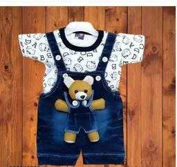  Cutie Stylish Mickey Denim Girl Skirt Dungaree With Tshirt Pretty