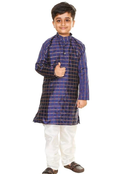 Checkout this latest Kurta Sets
Product Name: *Pretty Elegant Kids Boys Kurta Sets*
Top Fabric: Satin
Bottom Fabric: Satin
Sleeve Length: Long Sleeves
Bottom Type: pyjamas
Net Quantity (N): 1
Make your boy look like prince by buying him this Kurta Pajama set from Vesh. Made from fine quality Cotton fabric, this boys ethnic wear set comprises Kurta & pajama set. The kurta has nehru collar that makes your boy look all the more stylish and give him perfect traditional look. The fit is regular for boys and comfortable for kids. This boys ethnic dress is ideal for the special parties, functions, festival, wedding and other occasion. Club it with a pair of mojaris for perfect traditional look.
Sizes: 
2-3 Years (Chest Size: 24 in, Top Bust Size: 24 in, Top Length Size: 20 in, Bottom Waist Size: 22 in, Bottom Length Size: 20 in) 
3-4 Years (Chest Size: 25 in, Top Bust Size: 25 in, Top Length Size: 22 in, Bottom Waist Size: 22 in, Bottom Length Size: 21 in) 
4-5 Years (Chest Size: 26 in, Top Bust Size: 26 in, Top Length Size: 24 in, Bottom Waist Size: 22 in, Bottom Length Size: 22 in) 
5-6 Years (Chest Size: 27 in, Top Bust Size: 27 in, Top Length Size: 26 in, Bottom Waist Size: 23 in, Bottom Length Size: 23 in) 
6-7 Years (Chest Size: 28 in, Top Bust Size: 28 in, Top Length Size: 28 in, Bottom Waist Size: 24 in, Bottom Length Size: 24 in) 
7-8 Years (Chest Size: 30 in, Top Bust Size: 30 in, Top Length Size: 30 in, Bottom Waist Size: 26 in, Bottom Length Size: 26 in) 
Country of Origin: India
Easy Returns Available In Case Of Any Issue


SKU: VEKP037D
Supplier Name: sakshi.creations

Code: 162-28162761-999

Catalog Name: Princess Comfy Kids Boys Kurta Sets
CatalogID_6644375
M10-C32-SC1170