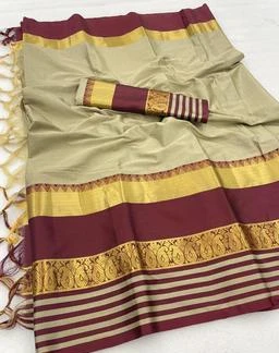 Nency fashion Women's Banarasi Silk Zari Woven Work Jacquard Saree With  Embellished Blouse Piece