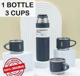  Stainless Steel Vacuum Flask Set With 3 Steel Cups