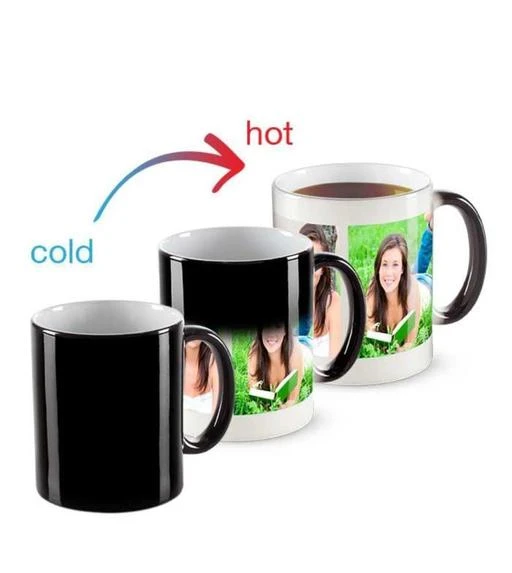 Black Printed Hot & Cold Magic Mug, Size: 350ml