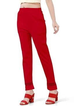 Stylish womens Trousers & Pants / Cigarette Pent for women, Red Ladies Pant