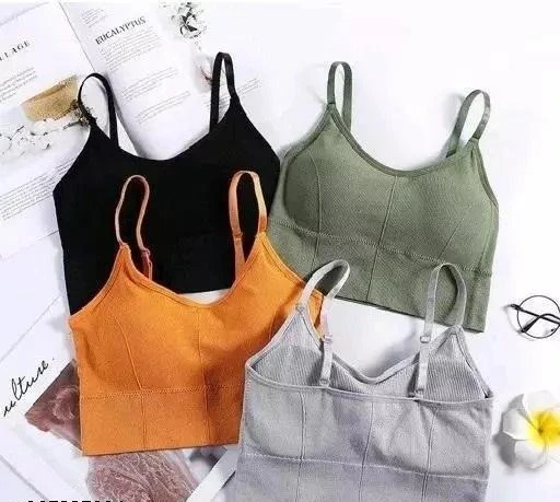  Women Girl Cotton Crop Top Lightly Padded Bralette With