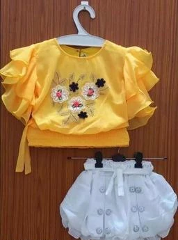 Pretty Chiffon top and ballon Shorts For baby Girls, Fancy & Summer Dress  Top Bottom Set For baby girl