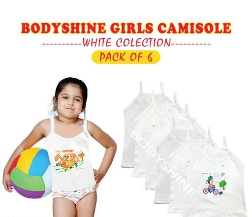Girls Cotton Inner Wear White Color Camisole (8 to 13 Years, Pack