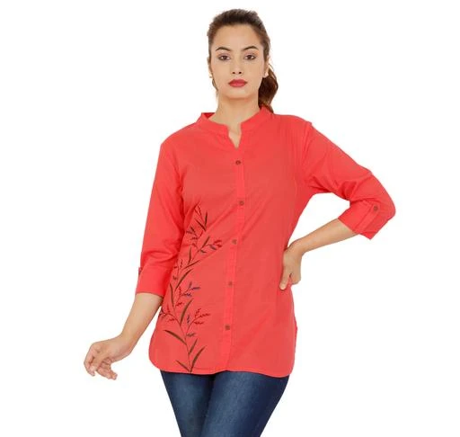 Checkout this latest Tops & Tunics
Product Name: *Trendy Modern Women Tops & Tunics*
Sleeve Length: Three-Quarter Sleeves
Pattern: Embroidered
Net Quantity (N): 1
Sizes:
S (Bust Size: 36 in, Length Size: 28 in) 
NITVAN Embroidered Women Top. The Crop Top is bright in color with Rare designs. Fabric is Rayon Slub and fully Embroidered  with perfect stiching which comes out quality standards. The colors of the actual products.is differ very slightly due to Photo graphic effects but the quality is guaranted to be the best in the industry. A pair of earning's will provide a gorgeous trending fashionable look. It will fetch complements from view's for rich taste to fashion in this modern era.
Country of Origin: India
Easy Returns Available In Case Of Any Issue


SKU: 423-PEACH
Supplier Name: NI Fashions

Code: 042-28925302-997

Catalog Name: Trendy Modern Women Tops & Tunics
CatalogID_6937641
M04-C07-SC1020