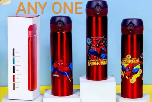 Spider Man Designer Printed Stainless Steel Insulated Sipper Water Bottle  for Girls /Flask for Kids, School, Gym. Travelling Black (500 ml