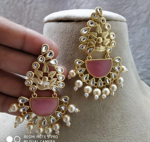Buy Gems  Jewels Traditional Indian Ethnic Bridal Wedding Gold Plated  Meenakari Pearl Hoop Jhumka Jhumki Earrings For WomenGirls PeachSky  BlueYellowRedGreenPinkSliver Color at Amazonin