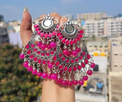 925 silver earrings round Swarovski crystal in dark pink colour 6 mm   Jewellery Eshop EU