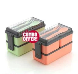 2pcs Lunch Box Set Microwavable Bento Box Kids School Food Box Sandwich  Snack Bread Box Food Storage Container With Compartment - Lunch Box -  AliExpress