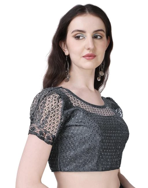  Stitched Net Blouse With Embroidery And Sequence Work