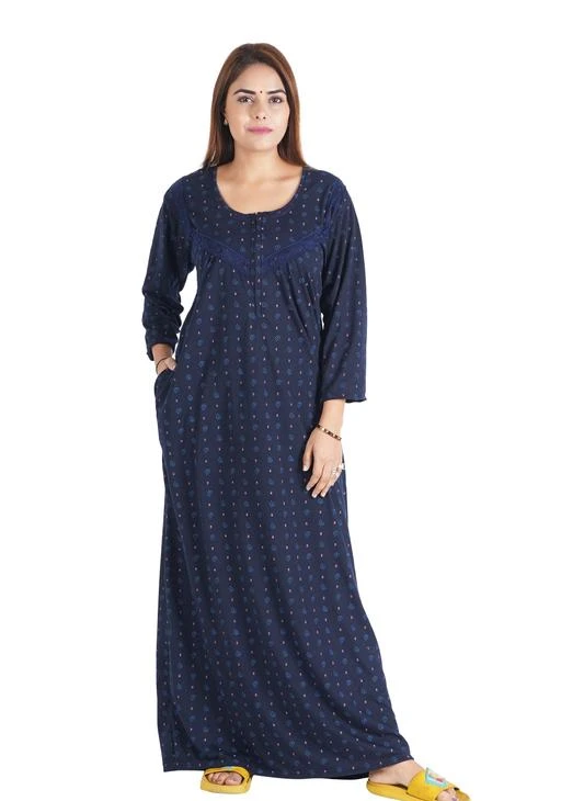 INSTRY Women Hosiery Cotton Full Sleeve Nighty Maxi Nightdress