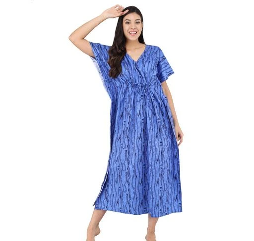Checkout this latest Nightdress
Product Name: *Shararat Women's Printed Cotton Kaftan Nighty | Kaftan Nightwear Night Gown for Women | Night Dress for women Blue*
Fabric: Cotton
Sleeve Length: Short Sleeves
Pattern: Printed
Multipack: 1
Add ons: Top
Sizes:
M, L, XL, XXL, Free Size (Bust Size: 44 in, Length Size: 53 in) 
Country of Origin: India
Easy Returns Available In Case Of Any Issue


Catalog Rating: ★3.9 (38)

Catalog Name: Shararat Women's Printed Cotton Kaftan Nightdress
CatalogID_7027074
C76-SC1044
Code: 263-29311771-999