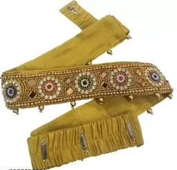 Buy Laxmi Design Cloth Saree Waist Belt Stretchable Embroidery Kamarpatta  Golden colour Kamarband for Women Temple Jewellery at