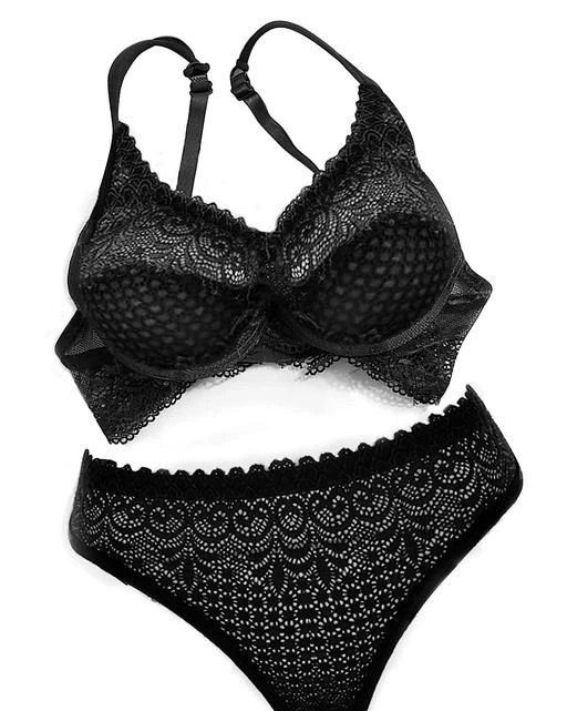 Bridal and Honeymoon Bra and Panty Set - Black, Lingerie, Bra and Panty Sets  Free Delivery India.