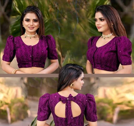  Readymade Georgette Shiffly Net Blouse With Small Sequence Work  Front