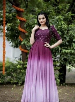 Trendy Fancy And Beautiful Long Women Gown Stitched Readymade Clothing At  Meesho