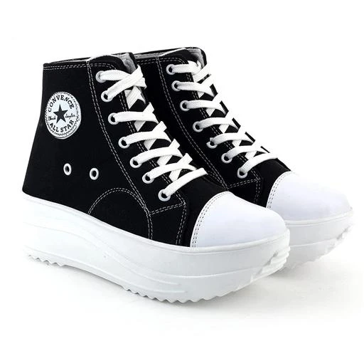 Buy EVOLTAR Brand new Synthetic Patent Leather Flatform high top Coller  laceup Sneakers boots for women. White size - 38 at