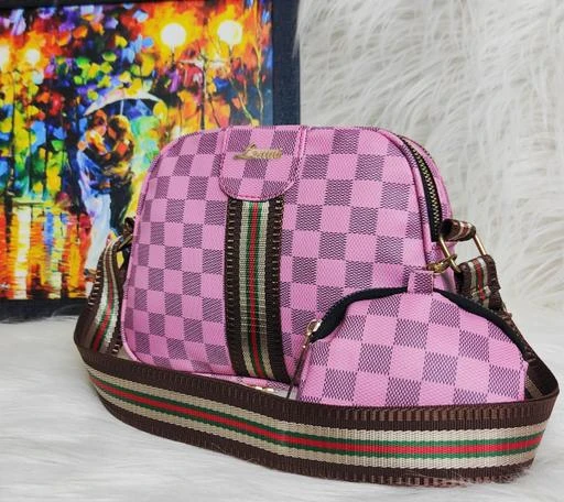 Women & Girls Sling Bag 2 Pcs Combo Set & Crossbody Bag in Colorblock  Pattern And Material Polyurethane with Closure Type Zipper Colour