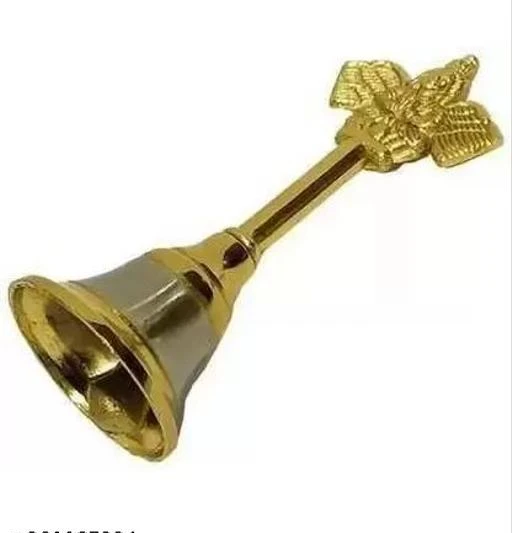Brass Hanging Bell with Chain Melodious Ringing Sound Ghanti for Home Temple