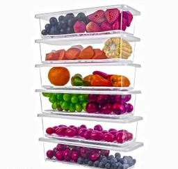  Pack Of 6 Plastic Fridge Organizers Storage Box Container Kitchen