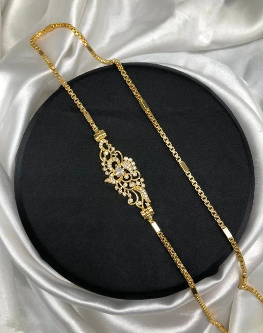 One Gram Gold New Designer Mop Chain Gold Necklace For Women/Girls 24 Inch Long  Chain