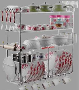 BRIGHT STEEL Stainless steel 5 Self 31 x 30 Inches Kitchen Dish Rack /  Plate Cutlery Stand /