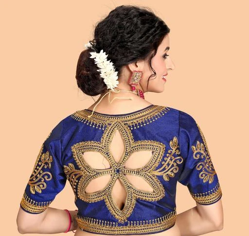 Silk Traditional Embroidered Heavy look Elegant design Puff sleeves blouse