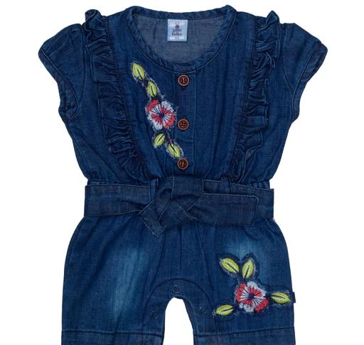  Little Folks Trendy Baby One Piece Denim Jumpsuit With A Tie  Around