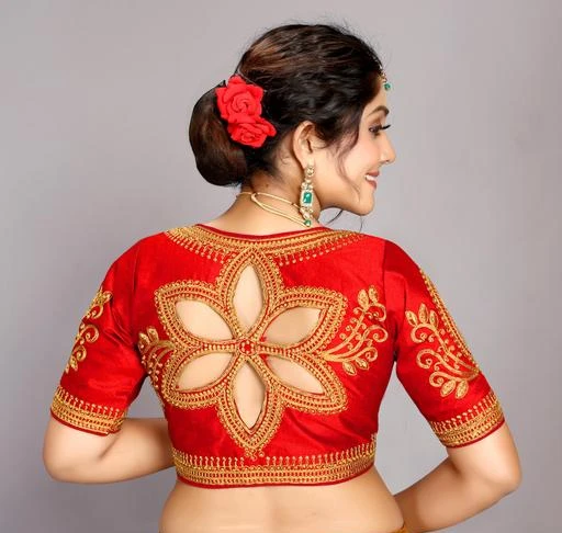  Banglori Silk Traditional Embroidered Back Designs Women Blouse /
