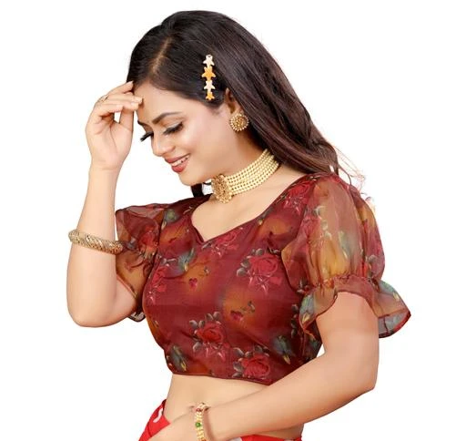 Buy Hitarth Fashion Women's Trendy Pure Georgette Printed Readymade Blouse (38  Size+2 inch Margin) Orange Online at Best Prices in India - JioMart.