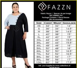  Women Solid Black Rayon Dress / Fazzn Brand Plus Size